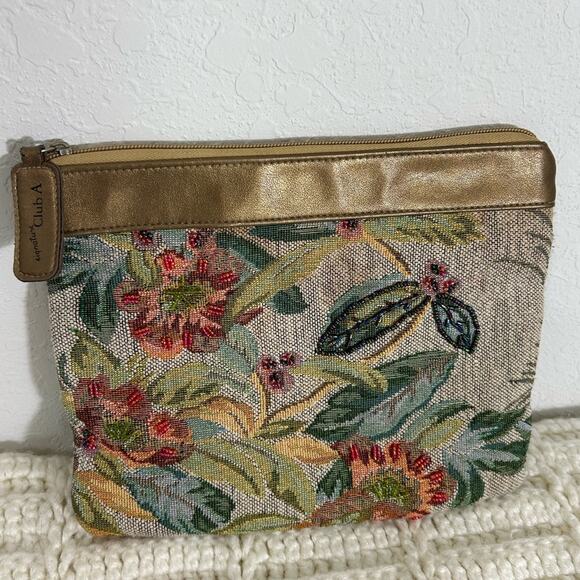 signature club A - beach tropical cosmetic bag- beaded - some wear - clutch - Picture 4 of 12